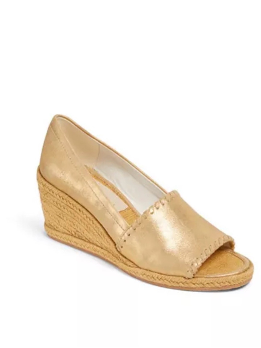 New Jack Rogers Palmer Women's Metallic Gold Espadrille Wedges Size 6